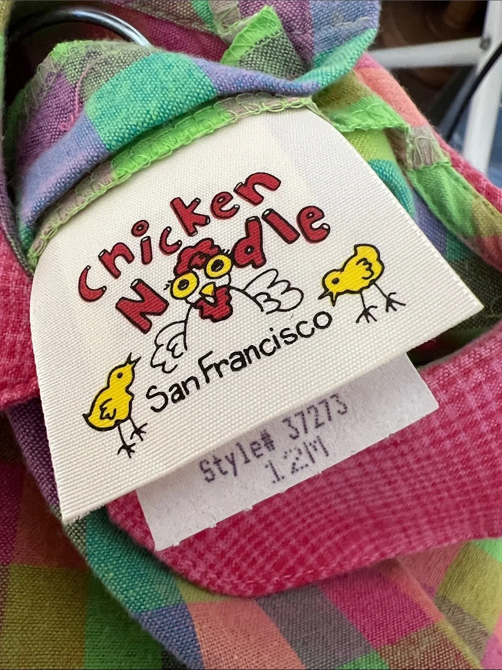 Vintage Chicken Noodle 2 piece set in Bright Colorful Plaid 12M